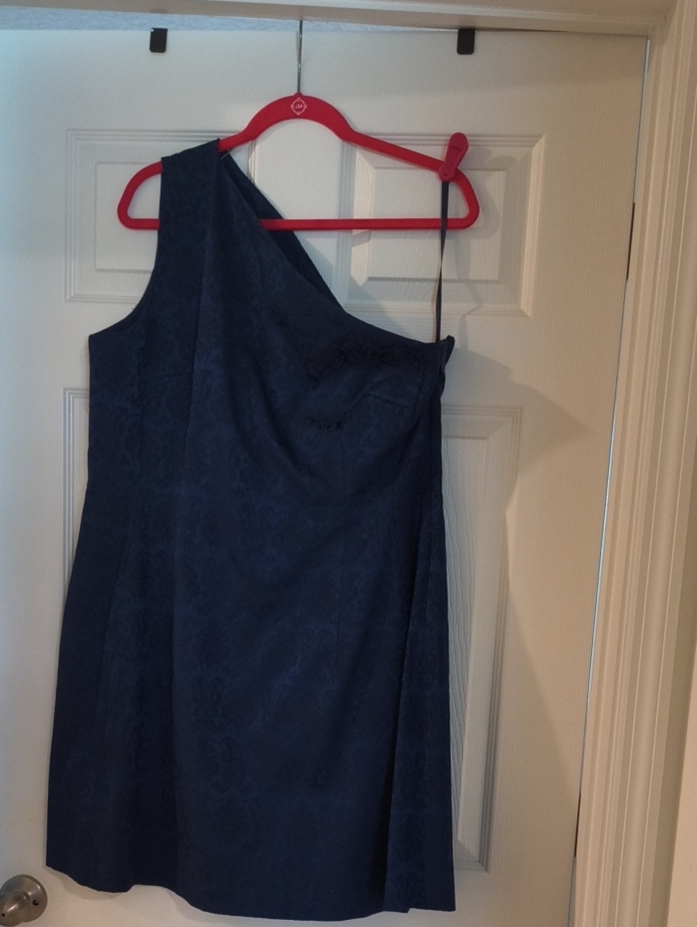 eva mendes for New York & Company Navy One-Shoulder Dress